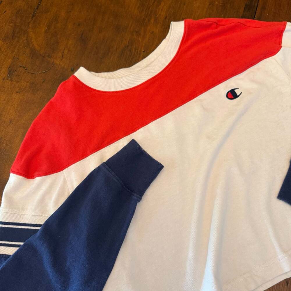 Champion Colorblock Heavyweight Jersey Exaggerated Sleeve Crop Top